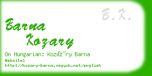 barna kozary business card